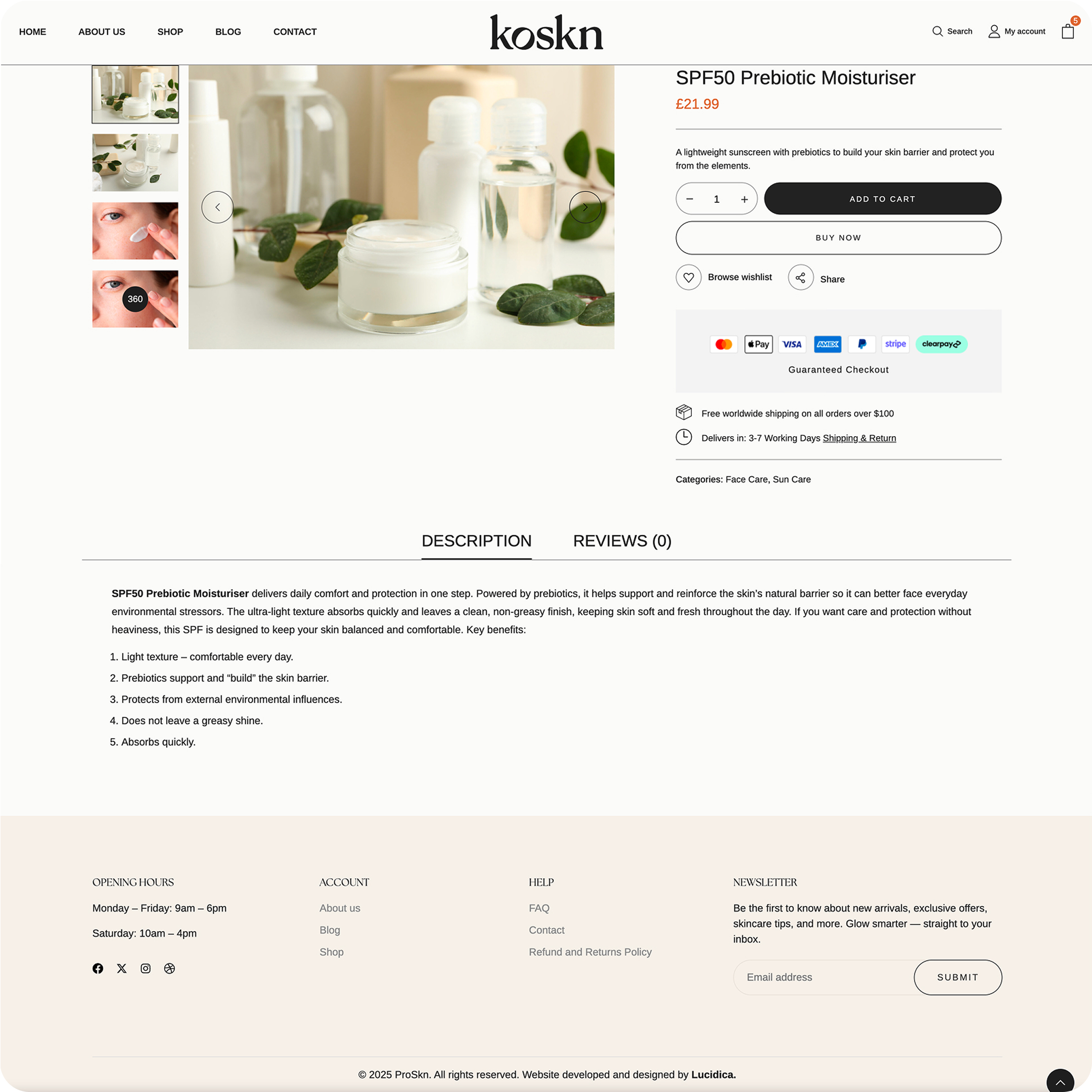 Shop and product pages
