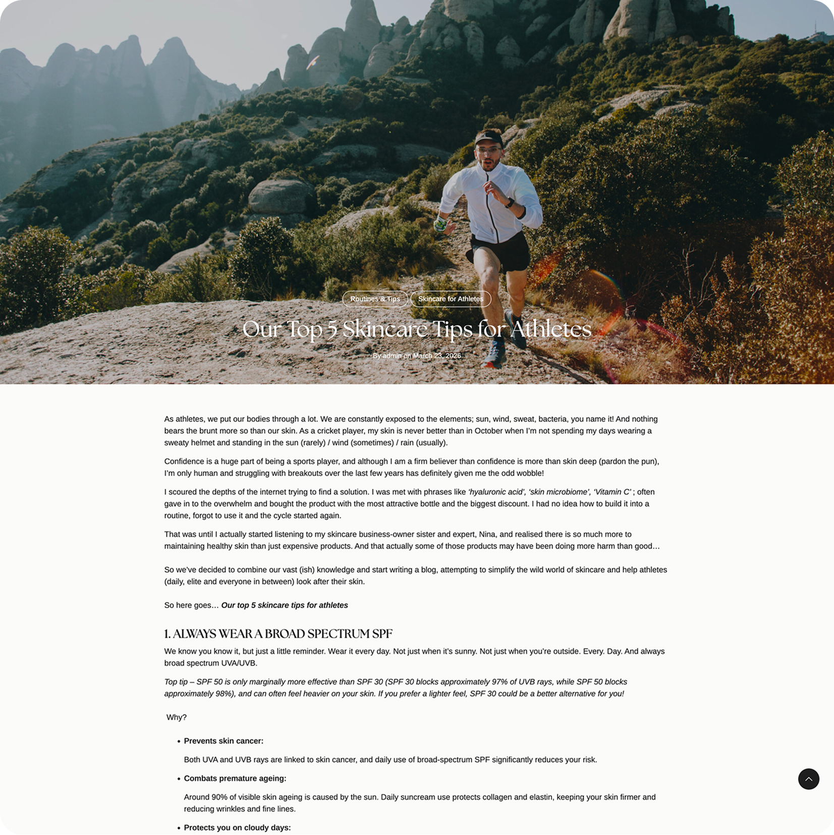 Blog page